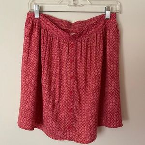 Button down Floral Pattern Pink Yellow Mini Skirt - Large